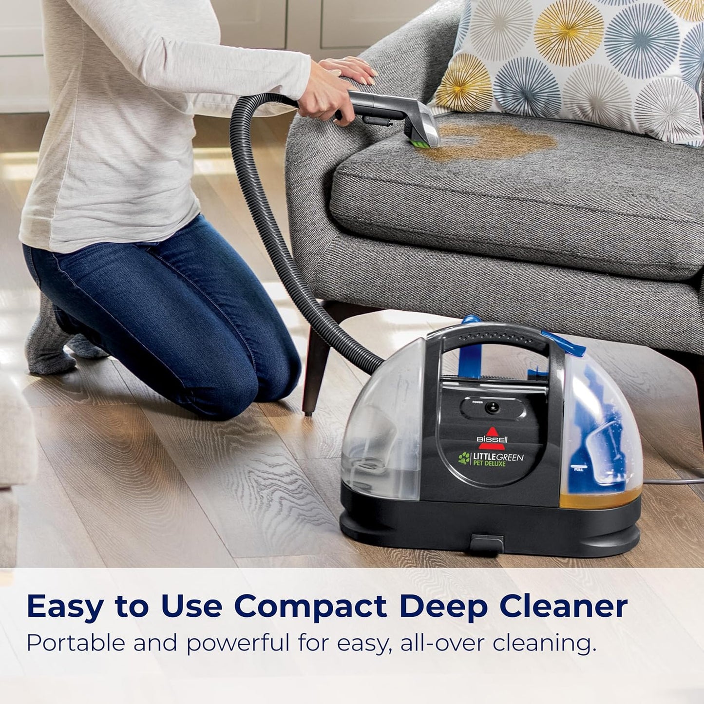 BISSELL Little Green Pet Deluxe Portable Carpet Cleaner and Car/Auto Detailer, 3353, Gray/Blue