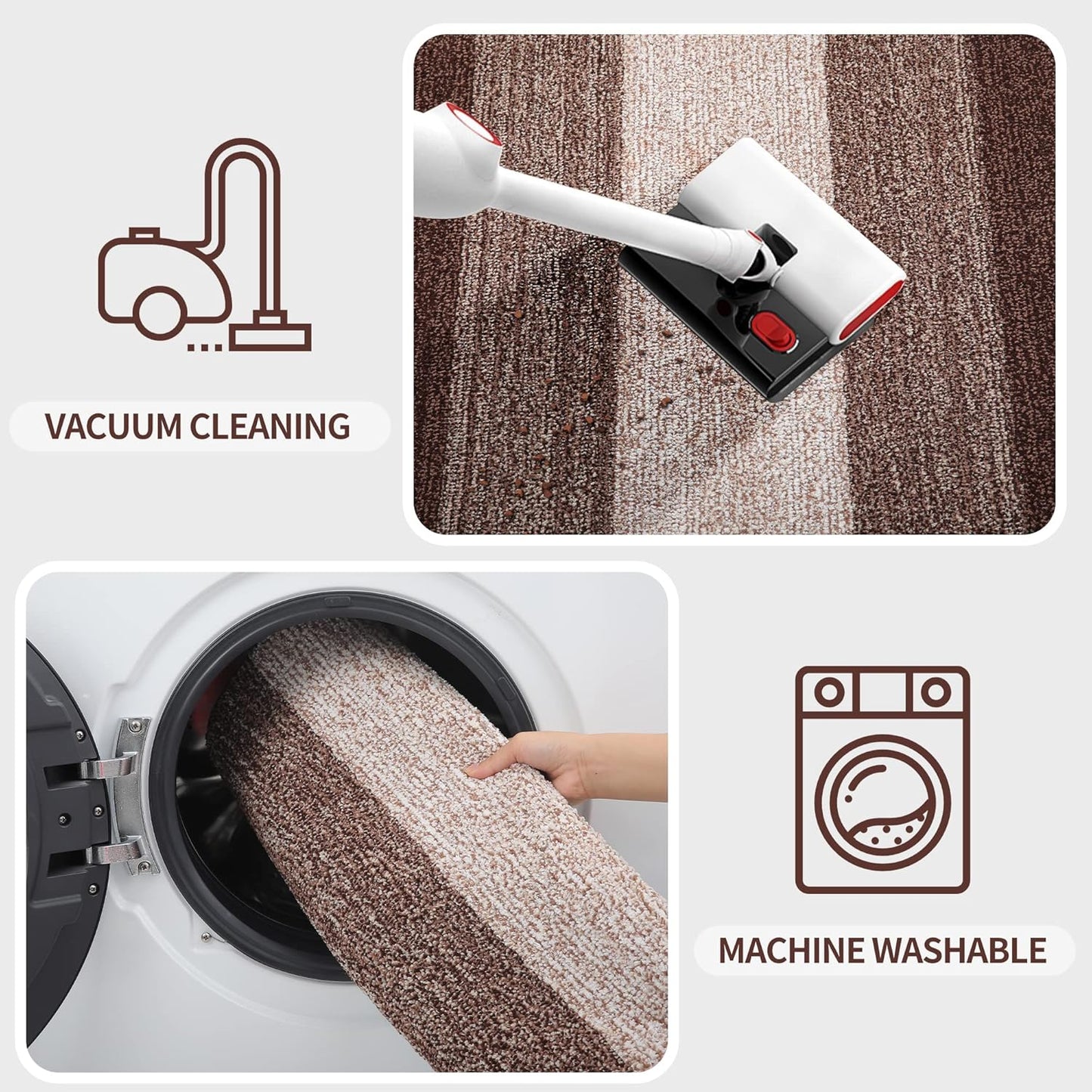 Kitinjoy Indoor Outdoor Door Mat, 59x36 Non-Slip Absorbent Dirt Trapper, Low-Profile Washable Inside Entrance Front Floor Mat, Sturdy Soft Entry Doormats for Entryway, Brown