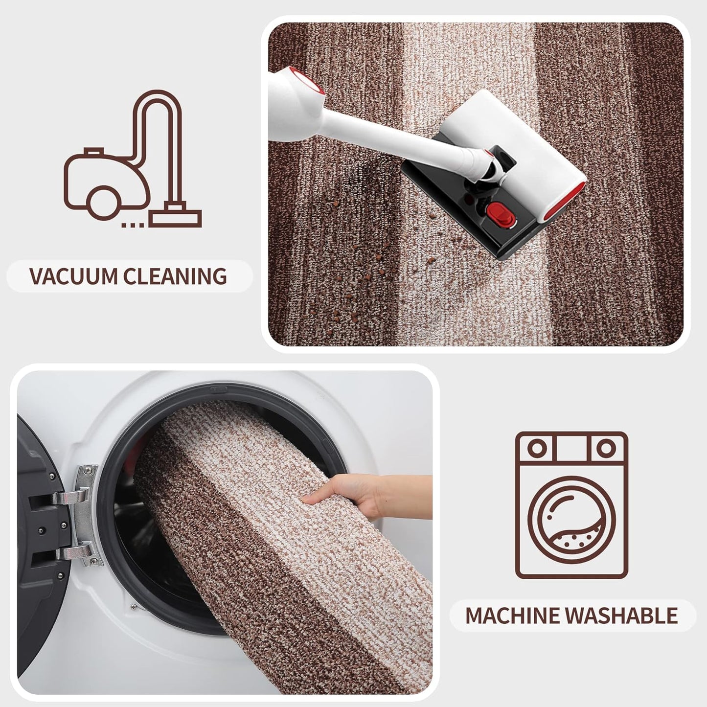 Kitinjoy Indoor Outdoor Door Mat, 36x24 Non-Slip Absorbent Dirt Trapper, Low-Profile Washable Inside Entrance Front Floor Mat, Sturdy Soft Entry Doormats for Entryway, Brown