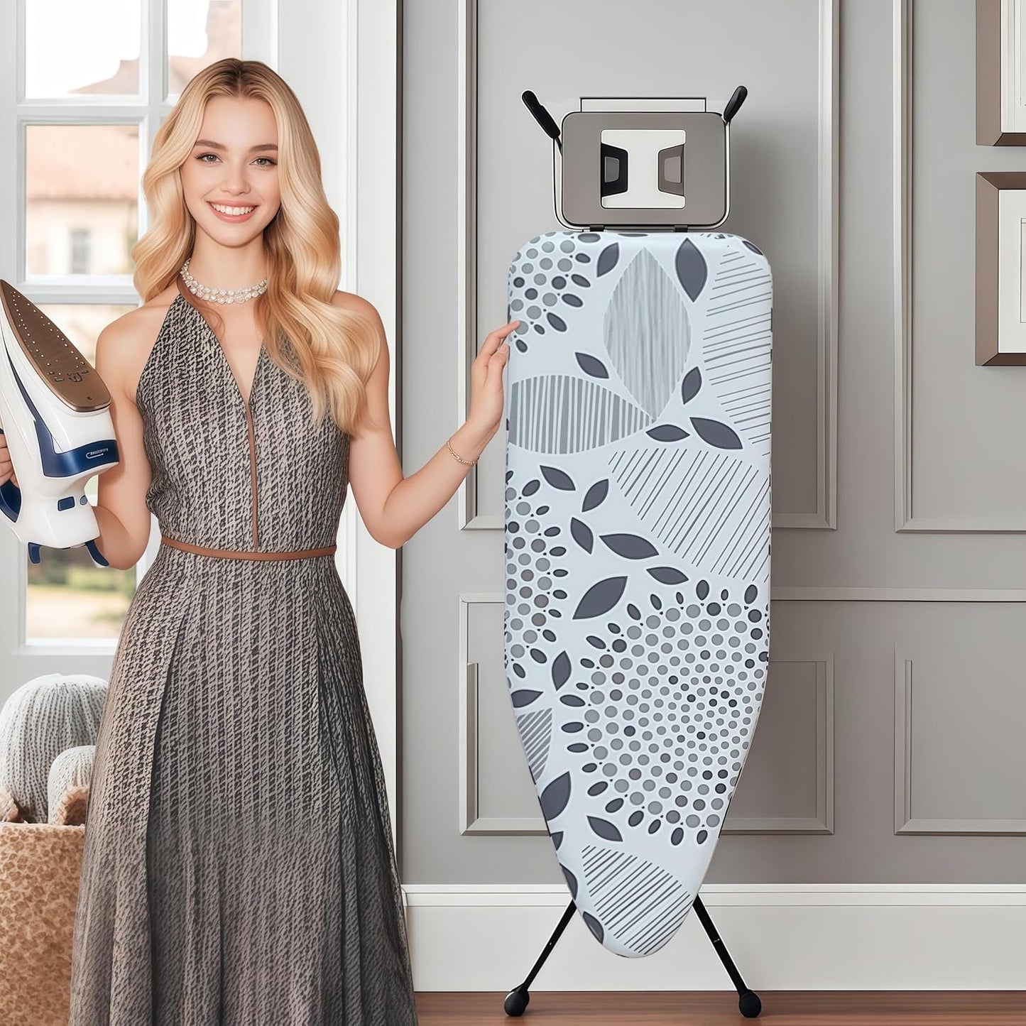 Ironing Board Cover with Two 5MM Thick Feltpads,12"x36"Heat Resistant Replacement Ironing Board Cover and Pad,Fits Standard Ironing Boards,Durability and Easy to Install