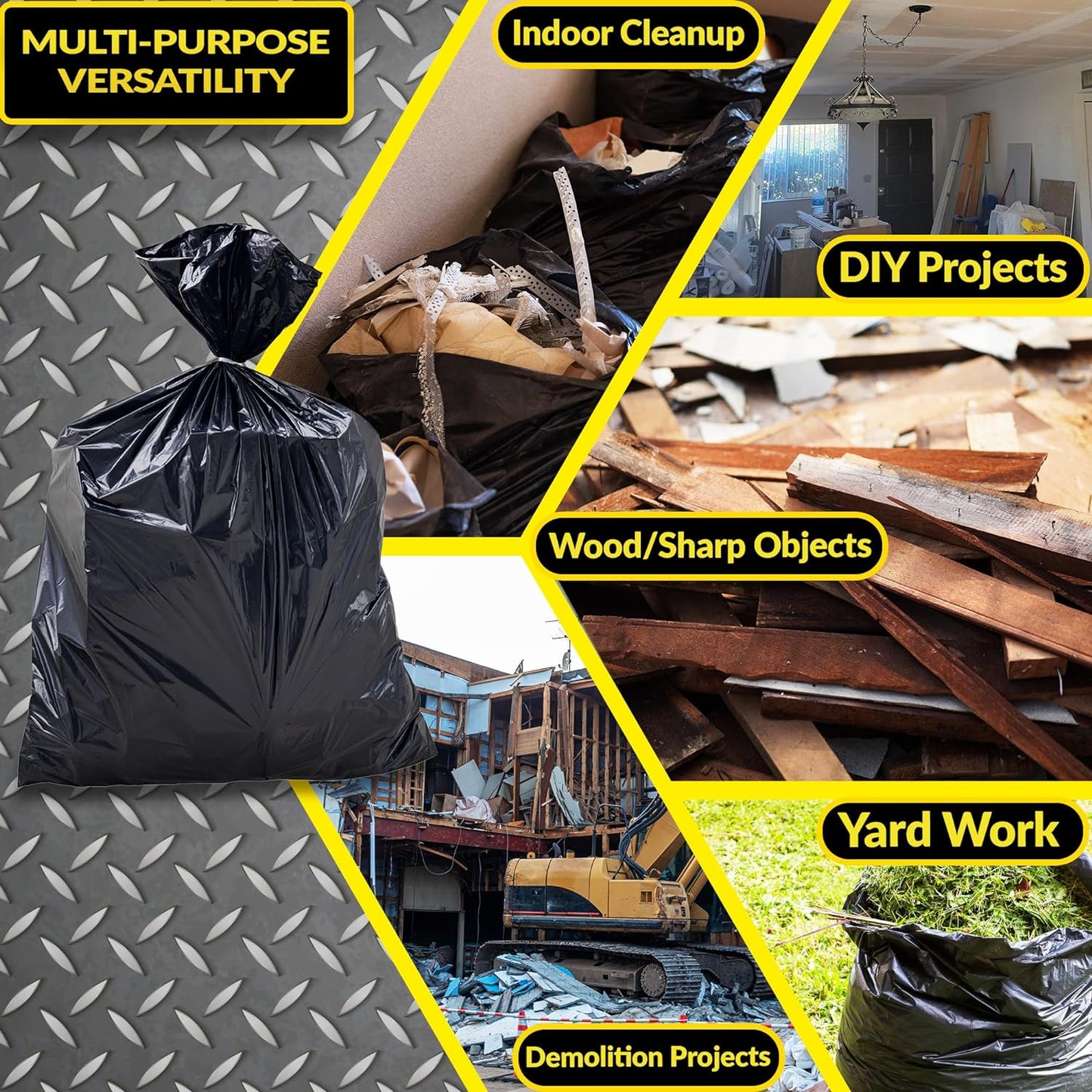 Reli. Contractor Garbage Bags 55 Gallon | 20 Trash Bags | Heavy Duty | Black Contractor