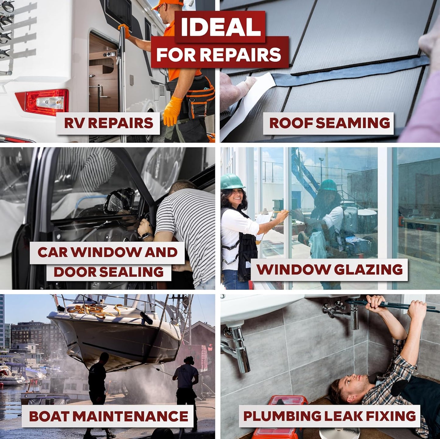 XFasten Butyl Sealing Tape, Black, 1/8-In x 3/4-In x 30-Foot Plumbers Putty, RV Sealant, Boat Sealing, EDPM Butyl Tape