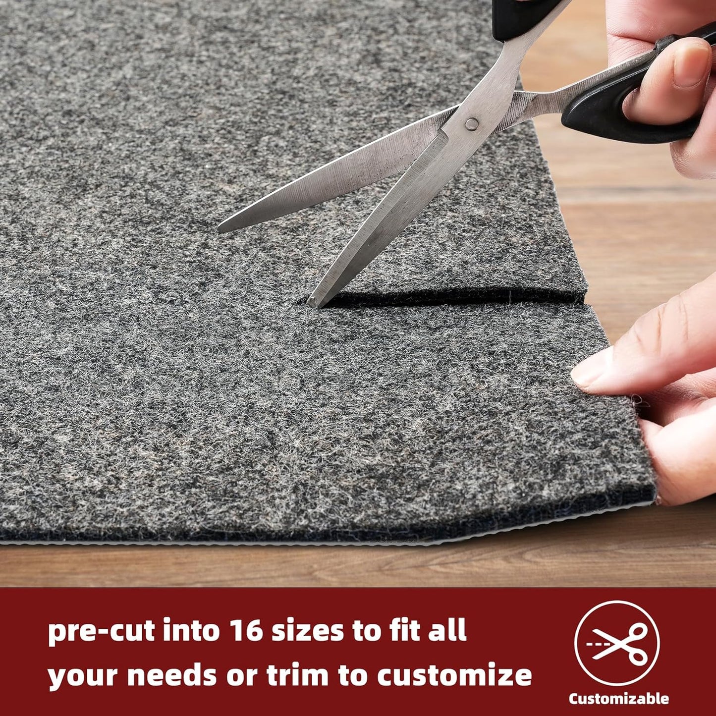 BAGAIL Felt and Natural Rubber Backing Rug Pads 1/4” Thick, 3 x 5 Ft Non Slip Carpet Gripper Keep Rugs in Place, Under Area Rug Protective Cushioned Pads, Carpet Runners, Hardwood Floors Protection