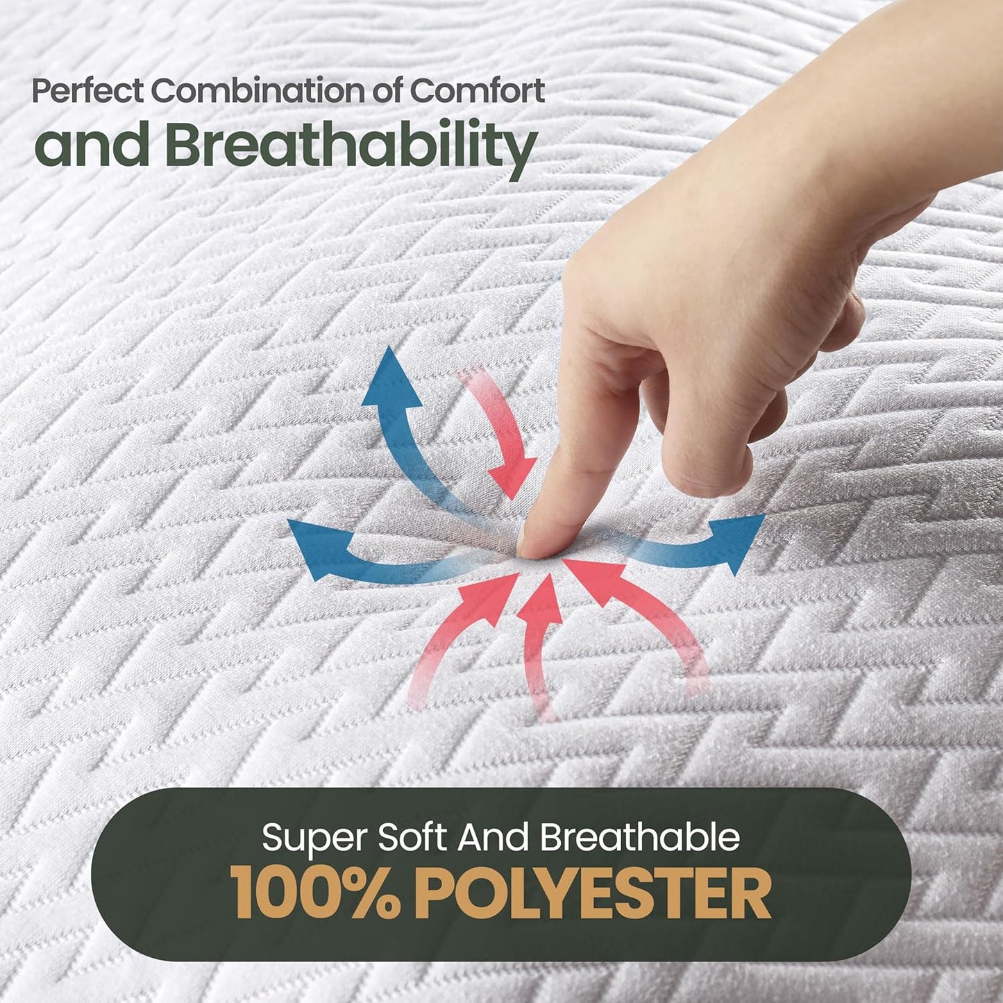 Utopia Bedding Waterproof Mattress Protector California King Size, Premium 3D Air Soft Fabric Mattress Cover, Fits 17 Inches Deep, Breathable, Fitted Style with Stretchable Pockets