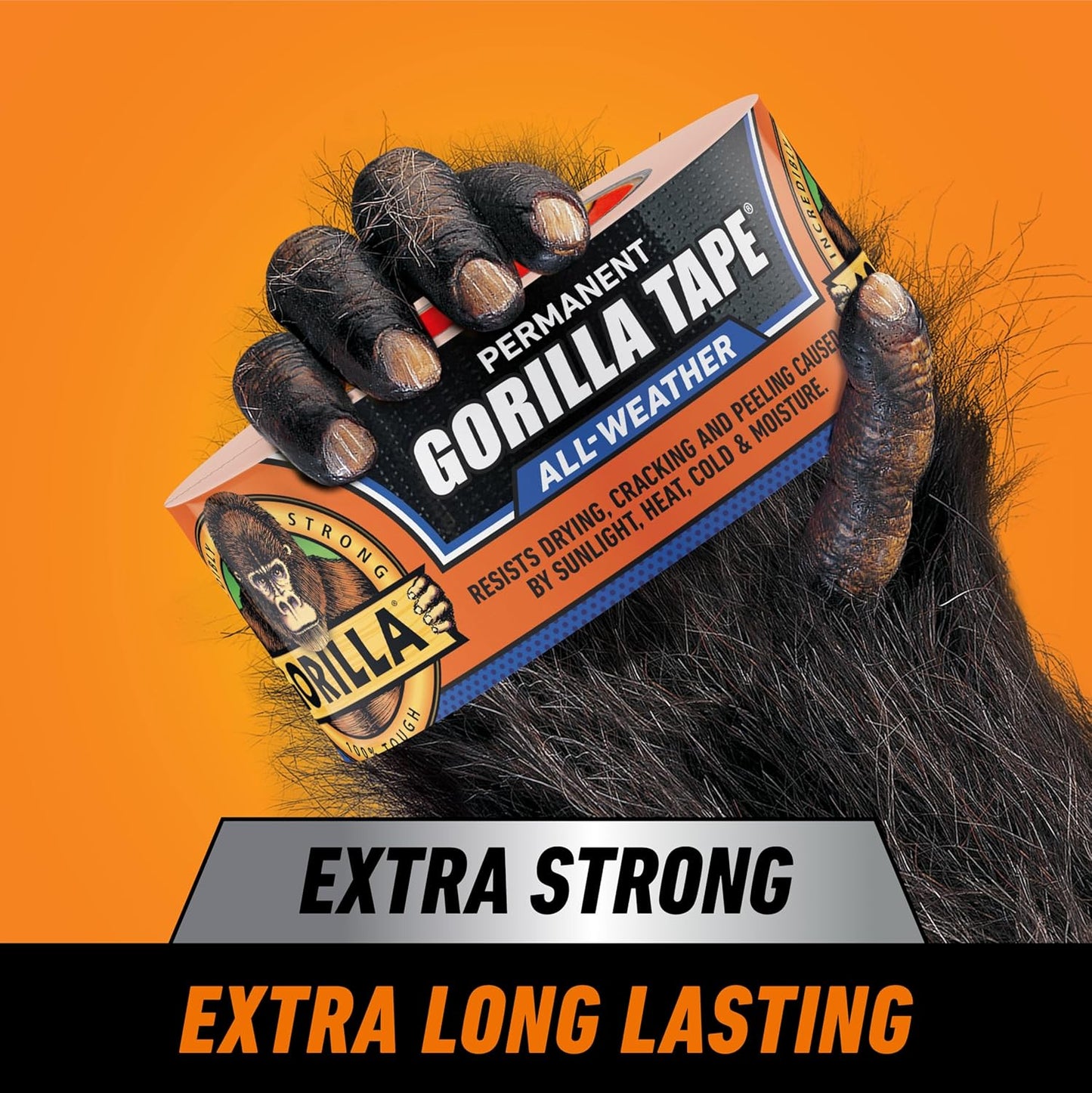 Gorilla All Weather Duct Tape, Black, 1.88" x 25 yd (Pack of 2) - UV and Temperature Resistant Waterproof Tape for Outdoor Repairs