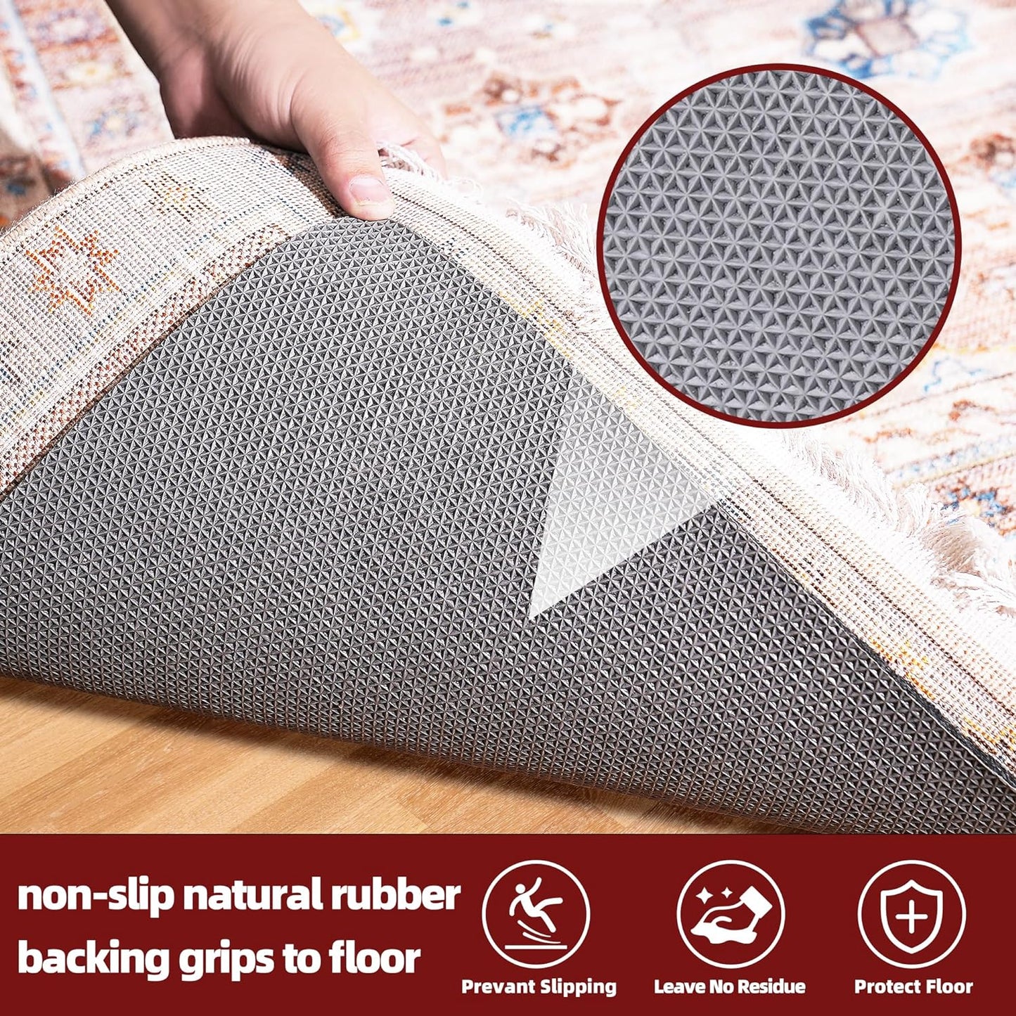 BAGAIL Felt and Natural Rubber Backing Rug Pads 1/8” Thick, 8 x 11 Ft Non Slip Rug Gripper Keep Rugs in Place, Under Area Rug Protective Cushioned Pads, Carpet Runners, Hardwood Floors Protection