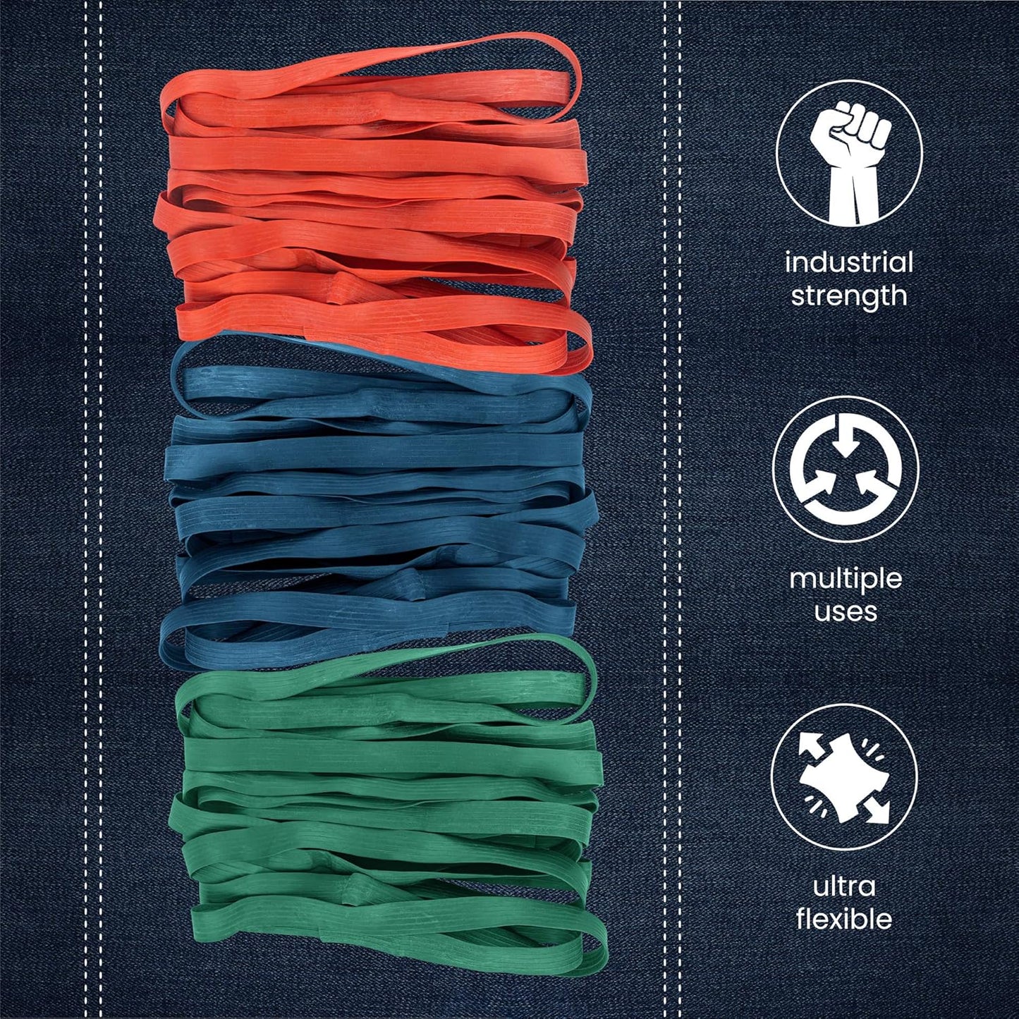 24 Pack Moving Blanket Rubber Bands - Heavy Duty Extra Large Packing Bands for Moving Blankets and Furniture - Variety of Sizes 26in, 30in & 42in - 24 Pack of Mover Bands - kitchentoolz