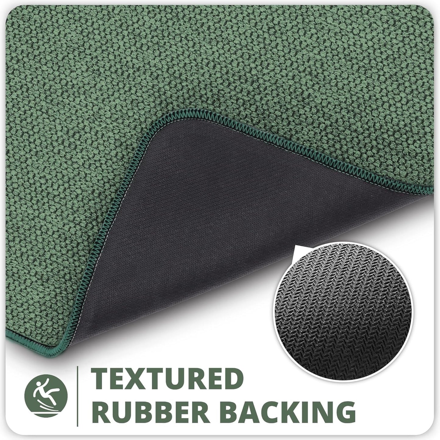 Bath Mat,Ultra Thin Bathroom Runner Rugs,Large Bath Mats for Bathroom,Quick Dry,Non-Slip,Machine Washable,Low Pile,Bath Rug,Shower Outside,Sink,Home Decor Accessories.Green,1'9"x3'11"（21x47inch）