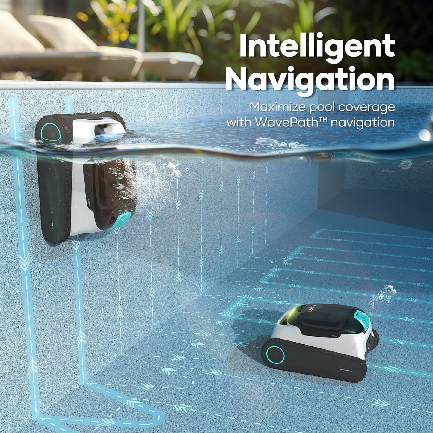 AIPER Scuba N1 Cordless Robotic Pool Cleaner, Wall & Waterline & Floor Cleaning, Smart Navigation, Superior Mobility, Four Cleaning Modes for Inground Pools up to 1600 sq.ft (Renewed)
