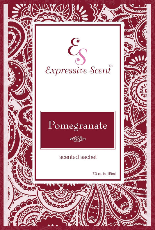 Expressive Scent – Home Fragrance Aromatic Sachets: Premium Long-Lasting Aroma, for Drawers Dressers Closets Car Kitchen, Pomegranate