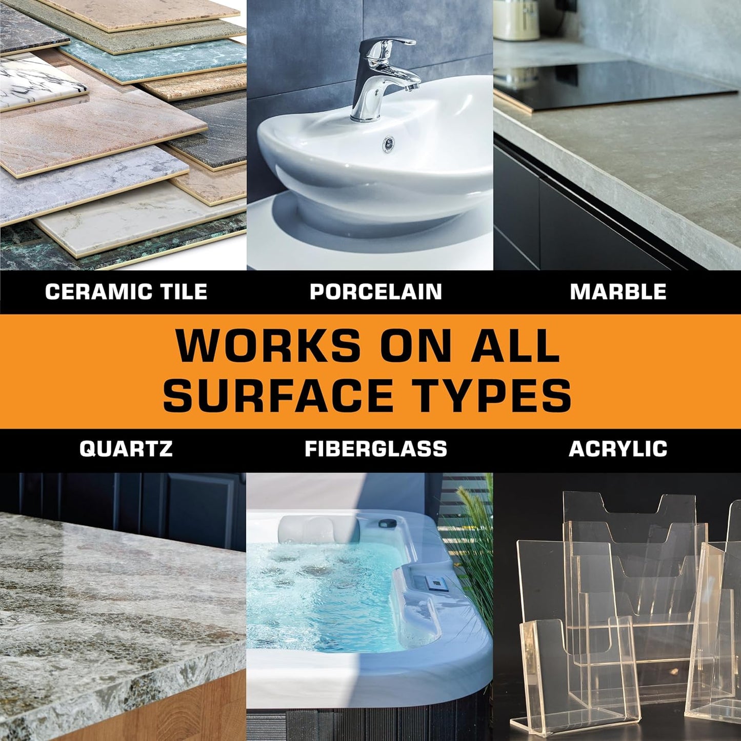 Porcelain Repair Kit - Tile and Stone Repair, Marble Repair, Tub and Tile Refinishing, Crack and Chip Filler for Ceramic Floors, Shower Tiles, Bathtubs, and Granite Surfaces