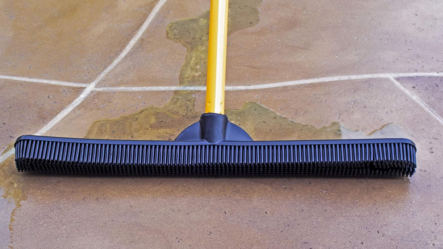 FURemover PRO Pet Hair Rubber Broom with Squeegee, 58” Telescopic Handle for Carpet, Tile and Hardwood