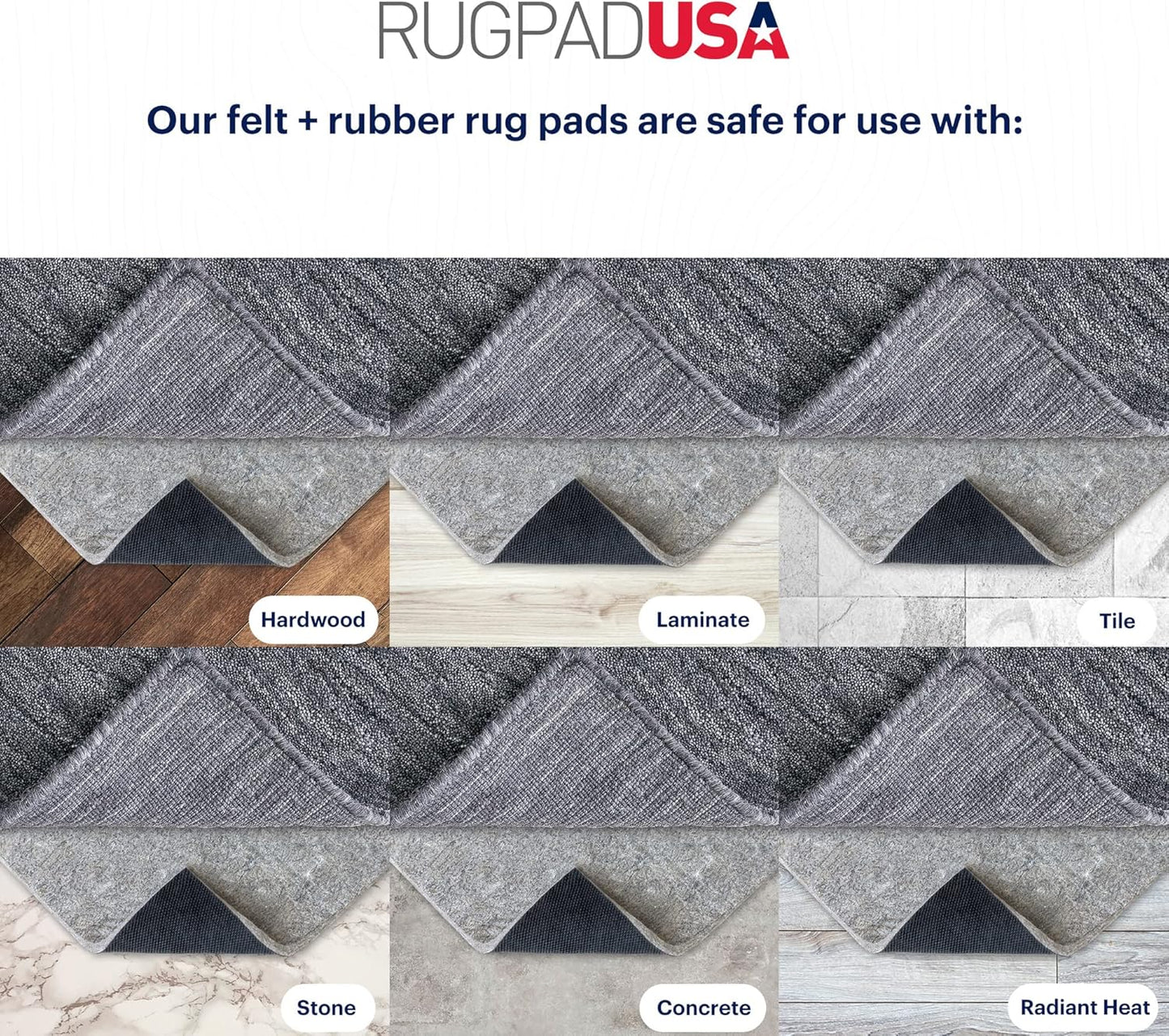 RUGPADUSA - Dual Surface - 1'10" x 9'10" - 3/8" Thick - Felt + Rubber - Enhanced Non-Slip Rug Pad - Adds Comfort and Protection - for Hard Surface Floors