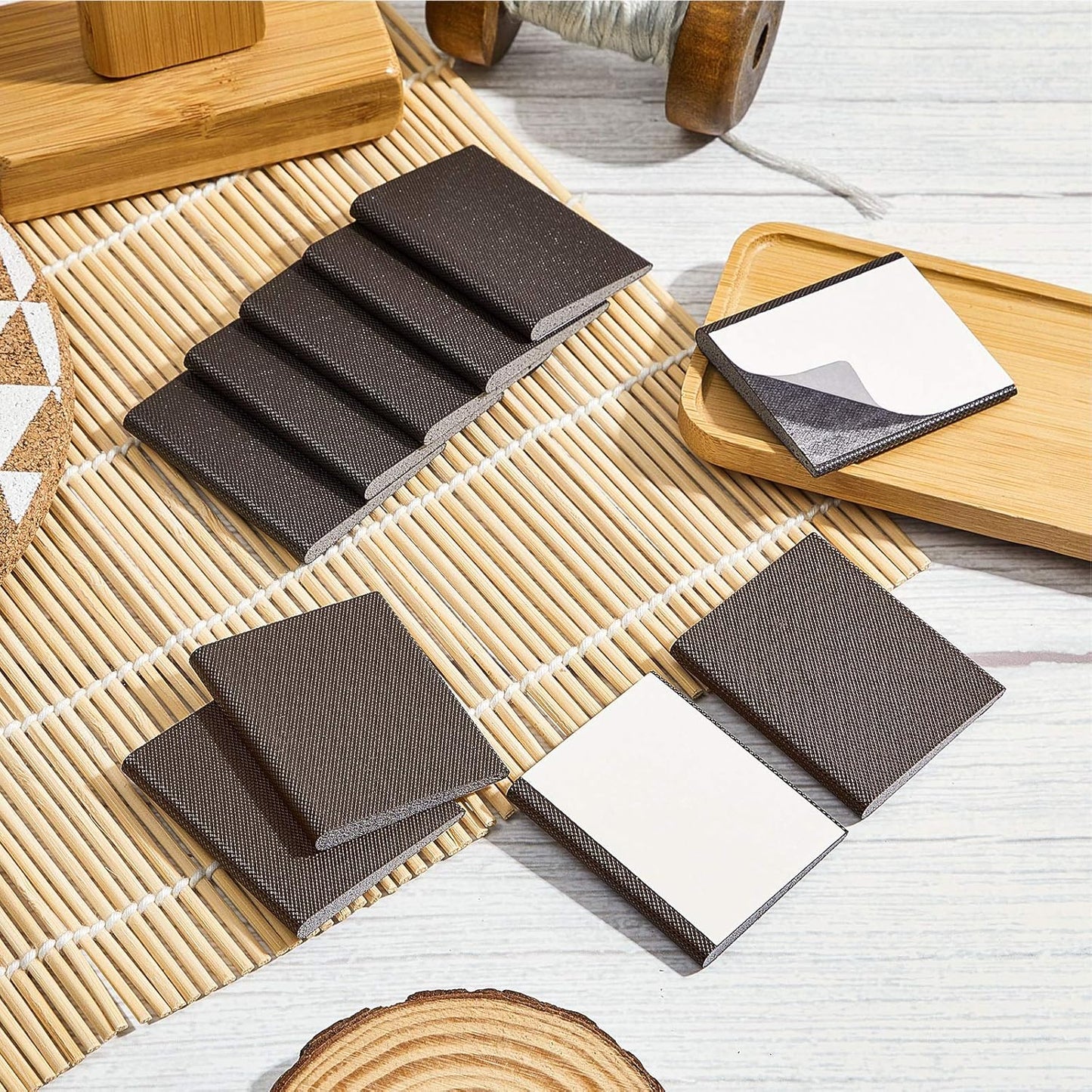Zonon 16 Pieces Door Corner Seal Weatherstripping Exterior Door Frame Seal Draft Stopper Adhesive Corner Pads for Weather Stripping and Draft Protection (Brown)
